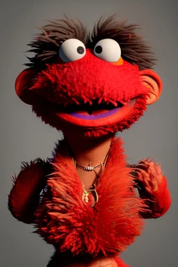 Waist up muppet Portrait, Nicolas maduro muppet doll, photo studio, red background, unreal engine 5, concept art, art station, ray tracing, lumen lighting, ultra detail, volumetric lighting, 3d.