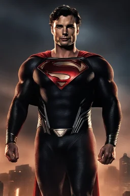 tom welling in a black superman suit from the movie zack snyders cut justice league