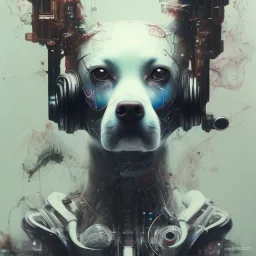 dog cyberpunk, spider, insects, watercolor illustration by _agnes cecile_ _Yoji Shinkawa_, natural tones, ornate and intricate detail , soft smooth lighting