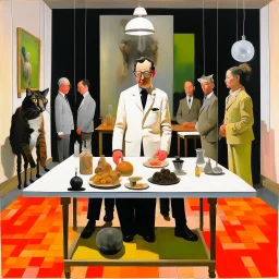 UN conference.a cat and human flesh-like surgical instruments and universe-like a pigeon and neuralink, surrealism,minimalism,Painting By Adrian Ghenie, Rene Magritte, Salvador Dali, Lucian Freud