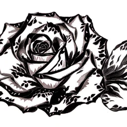 A rose, black & white outline art