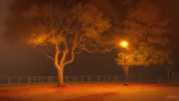 fall tree under Streetlight by Andrea del sarto