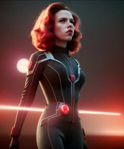 retro sci-fi portrait image from 1960, supermarket parking explosion, fire, classic black widow, young Scarlett Johansson, tight lycra suit, soft color, highly detailed, unreal engine 5, ray tracing, RTX, lumen lighting, ultra detail, volumetric lighting, 3d, finely drawn, high definition, high resolution.