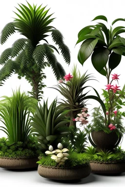 tecnologic orchids, palm and olives trees unnatural in a naturalistic context