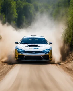 dramatic epic photography ralli art championship supercar race, facing front supercar ,full sticker name DV race decorations,on the way high speed drifting and jumping,on dune and watery spray and dirt roads forest