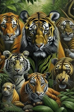 animals jungle photorealism