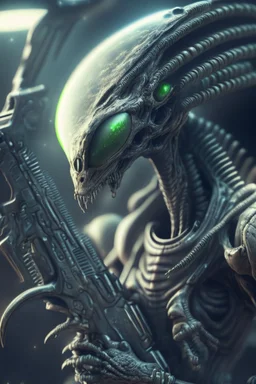 Alien with a gun ,highly detailed, artstation, sharp focus,4k