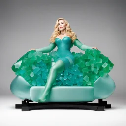 the iconic Madonna unveil a new creation made of sea glass: it is a toy, a playful womanizer innovation. she sits in a sofa for a TV Show and shows the toy, made of one long curved sea glass, to the camera. This long womanizer device is crafted entirely from sea glass, a material that whispers of hidden depths and untold stories.