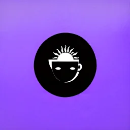 A circle face logo with the name (ZAHA) for a cafe with a symbol of the sun and a purple theme