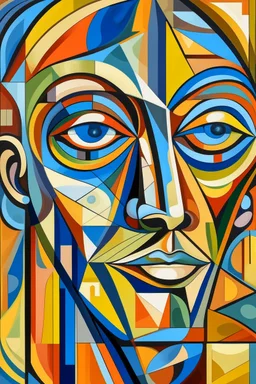 abstract art of Futurism cubist painting, portrait face of fashion designer Paul Smith.