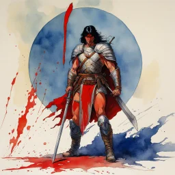 [aquarelle by Moebius] dWarrior with blood