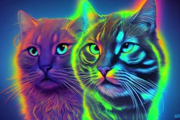 Black light art, neon cat