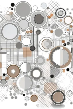 squares and circles brown and gray shades on a white background in futuristic style