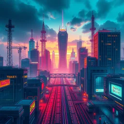 create a nice cool background for my account the image must show Worlds Non Existed and Reality and Reimagined , future modern city and future modern industry ,vibrant metallic colors .1:1 ratio. no text should displayed