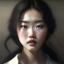 Beautiful Korean girl, expressionless