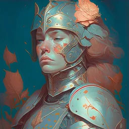 dream portrait of female knight by james jean