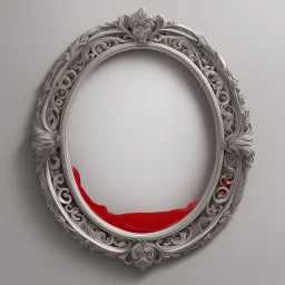 oval silver frame with red