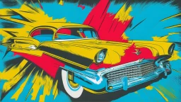 stalking a cadillac eldorado 1959 flammable,pop art, Andy Warhol, Roy Lichtenstein