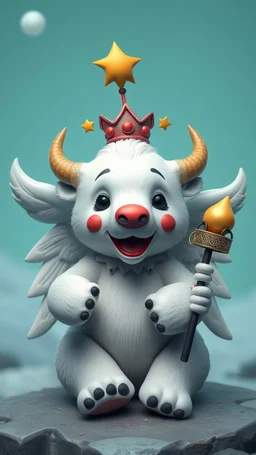 polar bear ox clown angel, in the style of giger, expertly crafted in a whimsical and vibrant cartoon style. is masterfully rendered in a lifelike 3D design, which captivates viewers with there irresistible charm.