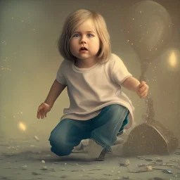 Mystery Kurt cobain toddler, full body, guitar, dramatique, art background, dramatic lighting, volumetric lighting, hyperrealisme, 8k, high quality, lot of details, fit within portrait, hyper realistic, unreal engine 5, uhd