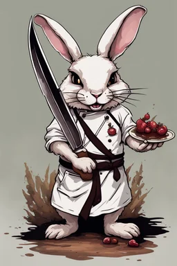 killer bunny with chefs knife dnd realism art adventurer