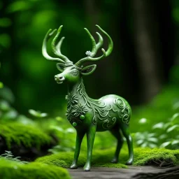 A green nature elemental deer designed in ancient Greek pottery