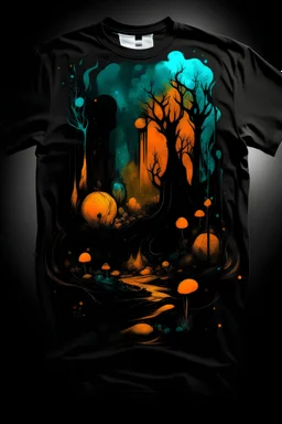 Tshirr design (Alcohol ink illustration), double exposure effect:1.6, abstract silhouette (pets), (Art by Yoan Lossel, Cyril Rolando, Nan Goldin, Lee Bontecou, Leusch), organic shapes, ethereality, high contrast, fireflies, backlighting, charcoal and different shades of orange dark, intricately detailed background landscape, sticker, 2d cute, fantasy, dreamy, vector illustration, 2d flat, centered, Tim Burton, professional, smooth, modern, minimalistic, graphic, line art, vector graphics