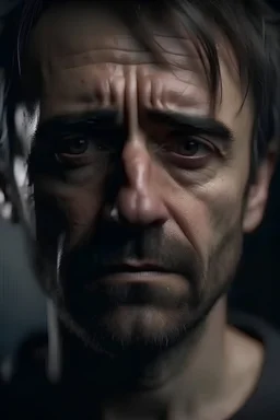 man look like sad full head portrait 4k