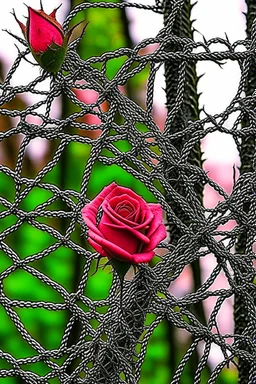 Rose-flower wrapped with barbed-wire