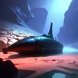 Submarine in alien sea, alien fish, Ray tracing, 4k, Photogenic, detailed