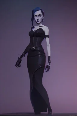 Mari Blanchard in a black leather gown, evil, femme fatale, villain, leather, busty, cleavage, angry, stern look. character design by cory loftis, fenghua zhong, ryohei hase, ismail inceoglu and ruan jia. unreal engine 5, artistic lighting, highly detailed, photorealistic, fantasy