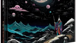 A purplish black cosmic dimension with demented canvas painted by Utagawa Hiroshige