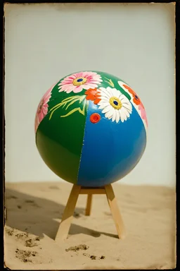 Ballon de plageavec des fleurs peintes, , tintype