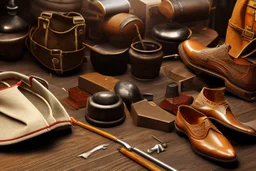 mediaeval cobbler making shoes in his workshop, 8k, RTX, realistic, 3D, intricate details