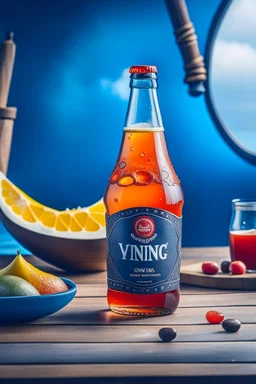 brand campaign for a new drink with orange and chili flavour viking on a viking ship style high resolution