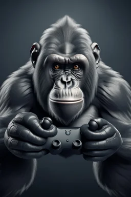 a realistic ape holding a Xbox controller