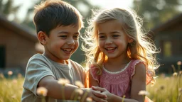 Beautiful happy telepathic young boys and girls playing together, finesse, devotion, serendipity, best friends, exquisite composition, beauty, magic, fantasy, close foreground detail, beautiful intricate insanely detailed octane render, 16k artistic photography, photorealistic concept art, soft natural volumetric cinematic perfect light, chiaroscuro, award-winning photograph, masterpiece