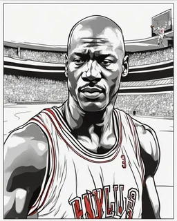 Outline art for coloring pages with MICHAEL JORDAN , white background, sketch style, only use black outline, white background, no shadows and well and clear outline , white background, sketch style, only use black outline, white background, no shadows and well and clear outline