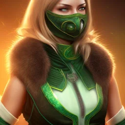 jade, mortal kombat, face, mouth open, tan clothes, emerald ninja mask, black hair, brown eyes, woman