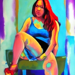 Full body portrait, painting, medium shot lady McBlingBaddie