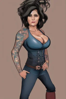 Portrait lady, full body shot, full-color long shot Rockcore