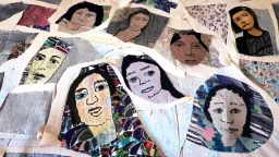 Print your portrait onto fabric and cut it into small pieces. Provide visitors with fabric markers, encouraging them to add their own messages of triumph and encouragement onto the fabric pieces. Then, reassemble the fabric pieces into a collaborative textile collage that visually represents collective strength and support.