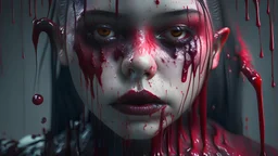 darkred slime Goth girl, realistic photograph , 3d render, octane render, intricately detailed, cinematic,