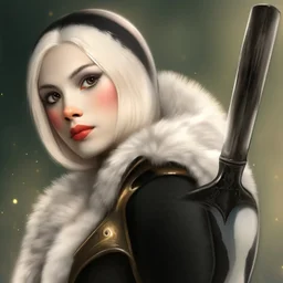 Beautiful female penguin warrior