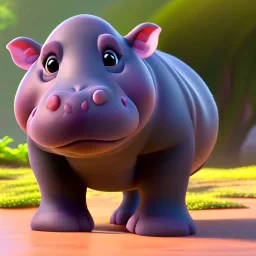 baby hippo, natural environment, photojournalism, hyper detailed, hyper realism, pixar character