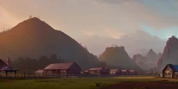 Cattle farm in a bleak cold land