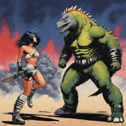 [art by Greg Smallwood] Mil Mascaras vs. Godzilla (tank_girl)