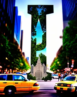 A cinematic photograph showcasing a vertical collage representing "CHICAGO" as a dynamic metropolis. The letters are intricately crafted with iconic Chicago scenes: a soaring Art Deco building forming the "C," lush greenery of Millennium Park composing the "H," a bustling intersection with classic yellow taxis depicting the "I," and the shimmering surface of Lake Michigan for the "A." Lively street scenes with diverse people enjoying various activities fill the foreground, set against a backdrop