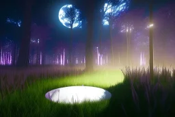 detroit home run down , night time , unity, scriptable render pipeline , lighting , volumetric , global illumination, fog , purple emission , purple tone.