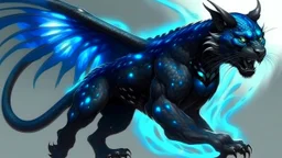 A panther with shimmering dragon scary ,cool wings